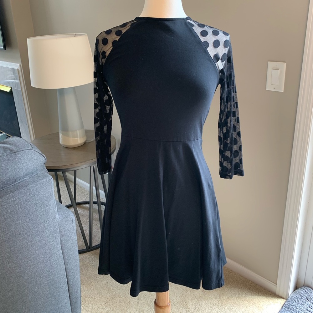 Express Black Polka Dot Sheer Dress